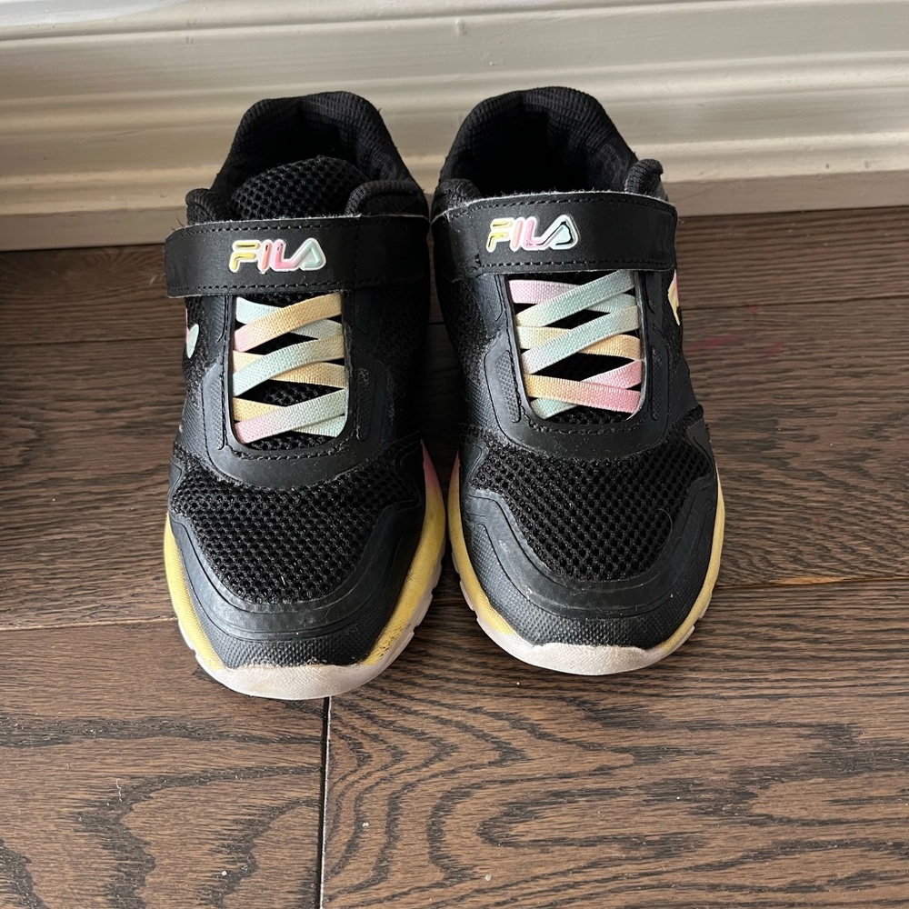 Fila Kids Black Sneakers with Multicolor Accents